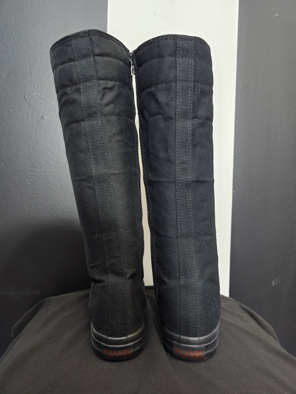 Black Knee-High Lace-Up Boots with Red Laces - Picture 4 of 7